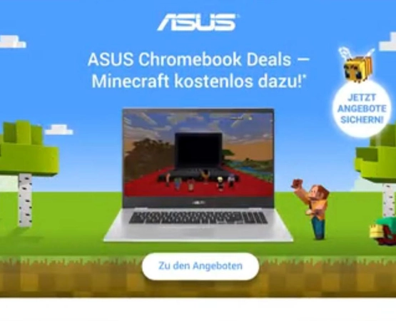 Asus Chromebook meets Minecraft – und die passende Interstitial-Ad sorgt für massig Klicks